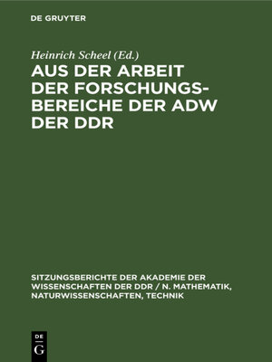 cover image of Aus der Arbeit der Forschungsbereiche der AdW der DDR
